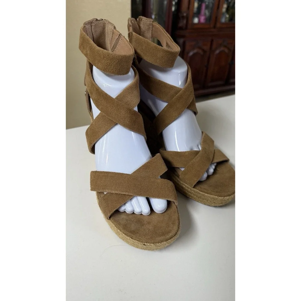 Ugg Australia Raquel Platform Espadrille Sandals Suede Tassels‎ 1019895 Chestnut
